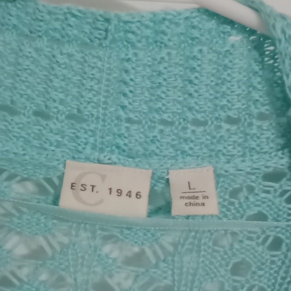 #451NWOT C Knitted Aqua Women's Cardigan. Size: Large - Picture 5 of 9